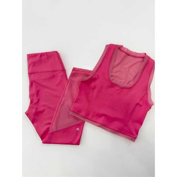 IVL Collective Other - IVL Collective Womens Pink Mesh Back Crop Top and Leggings Set 2 Piece Size 8